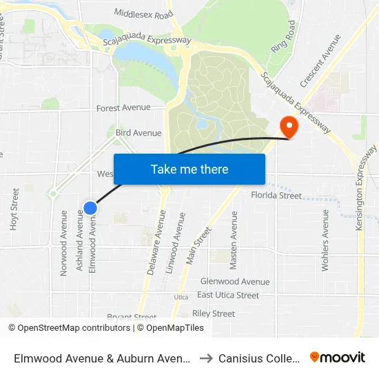 Elmwood Avenue & Auburn Avenue to Canisius College map