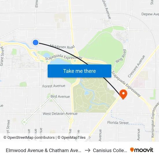 Elmwood Avenue & Chatham Avenue to Canisius College map