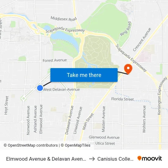 Elmwood Avenue & Delavan Avenue to Canisius College map