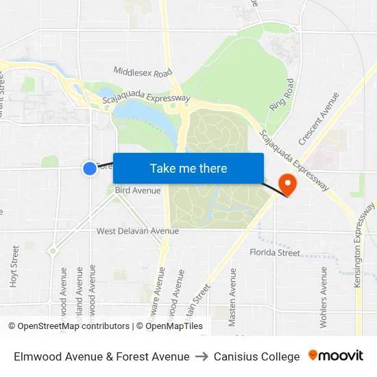 Elmwood Avenue & Forest Avenue to Canisius College map