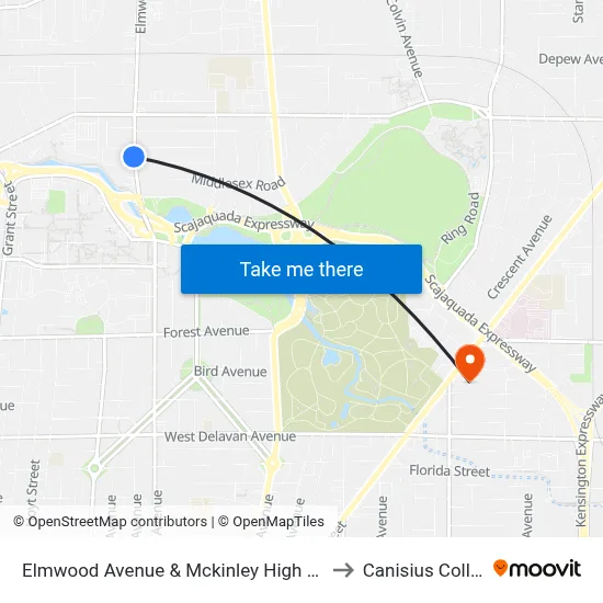 Elmwood Avenue & Mckinley High School to Canisius College map