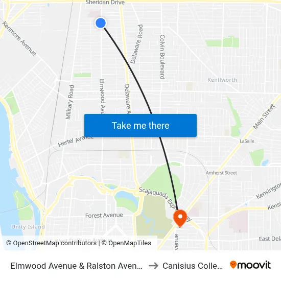 Elmwood Avenue & Ralston Avenue to Canisius College map