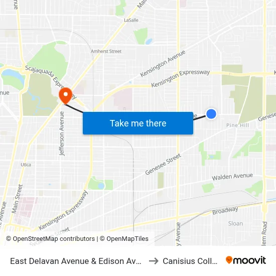 East Delavan Avenue & Edison Avenue to Canisius College map