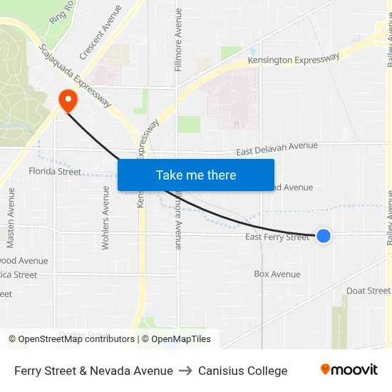 Ferry Street & Nevada Avenue to Canisius College map
