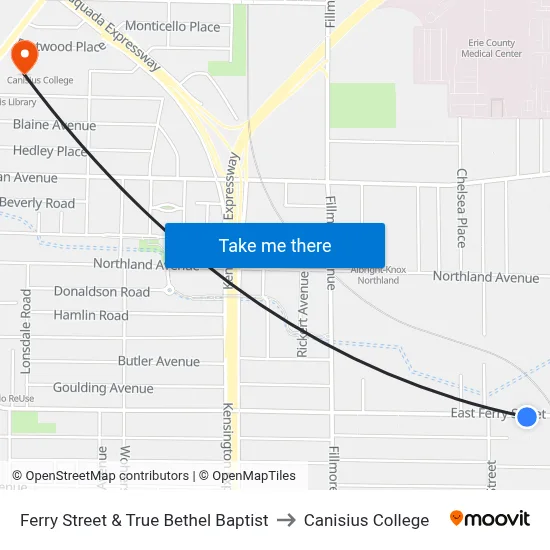 Ferry Street & True Bethel Baptist to Canisius College map