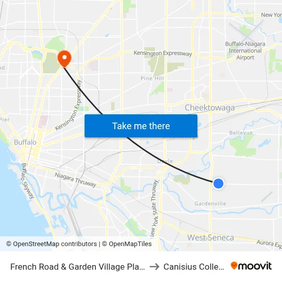 French Road & Garden Village Plaza to Canisius College map