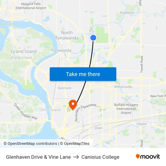 Glenhaven Drive & Vine Lane to Canisius College map