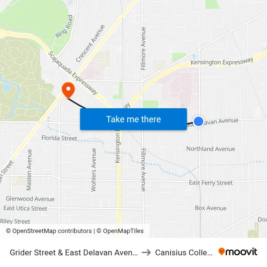 Grider Street & East Delavan Avenue to Canisius College map