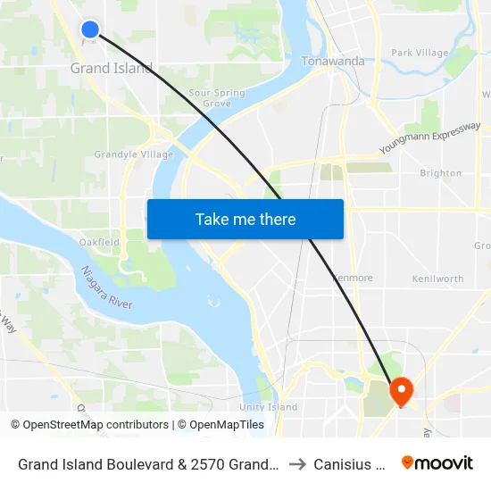 Grand Island Boulevard & 2570 Grand Island Boulevard to Canisius College map