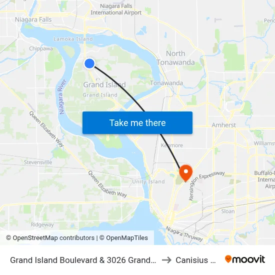 Grand Island Boulevard & 3026 Grand Island Boulevard to Canisius College map