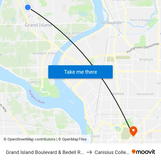 Grand Island Boulevard & Bedell Road to Canisius College map