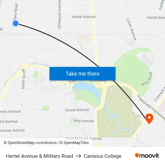 Hertel Avenue & Military Road to Canisius College map