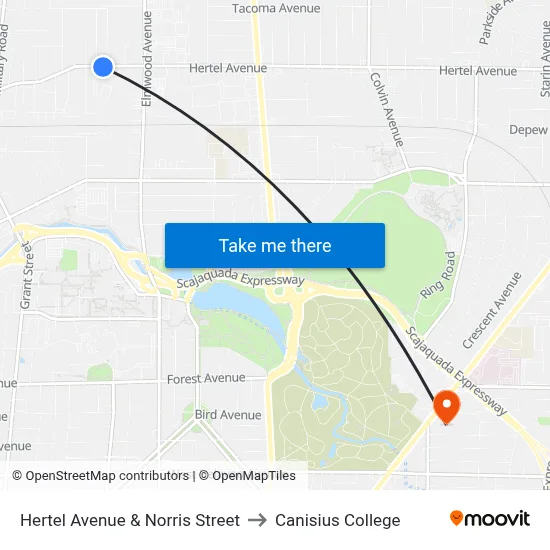 Hertel Avenue & Norris Street to Canisius College map