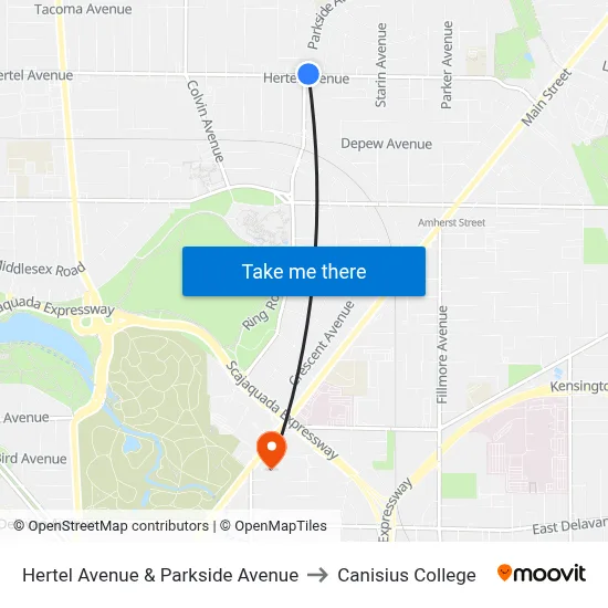Hertel Avenue & Parkside Avenue to Canisius College map