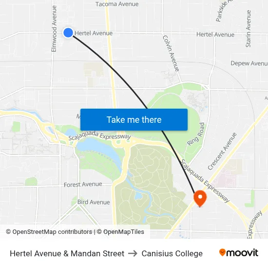 Hertel Avenue & Mandan Street to Canisius College map
