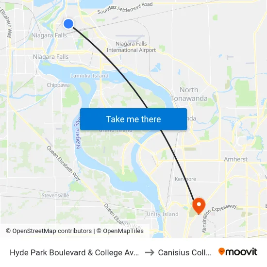 Hyde Park Boulevard & College Avenue to Canisius College map