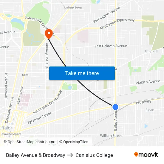 Bailey Avenue & Broadway to Canisius College map