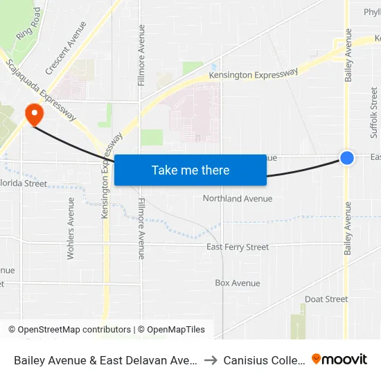 Bailey Avenue & East Delavan Avenue to Canisius College map