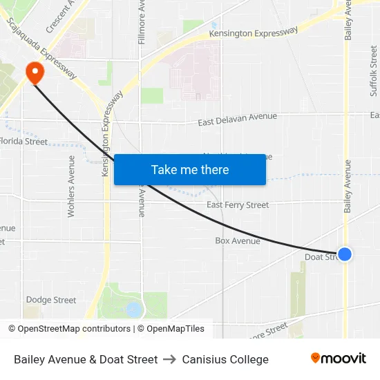 Bailey Avenue & Doat Street to Canisius College map