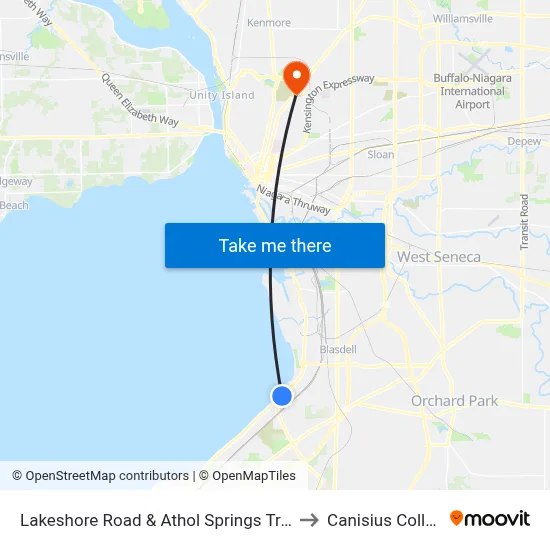 Lakeshore Road & Athol Springs Transit to Canisius College map