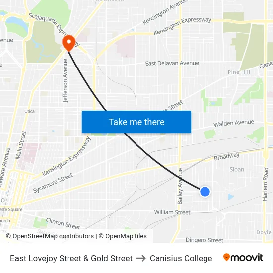 East Lovejoy Street & Gold Street to Canisius College map