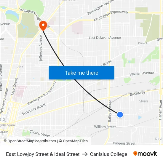 East Lovejoy Street & Ideal Street to Canisius College map