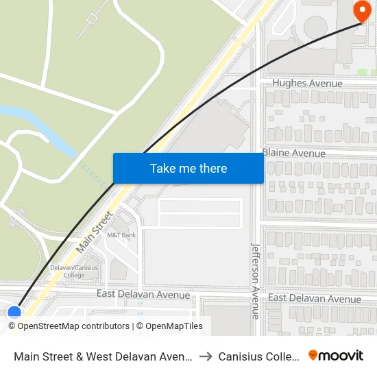 Main Street & West Delavan Avenue to Canisius College map
