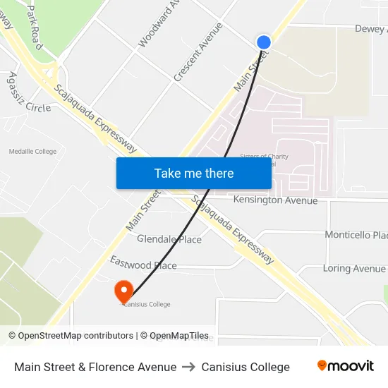 Main Street & Florence Avenue to Canisius College map