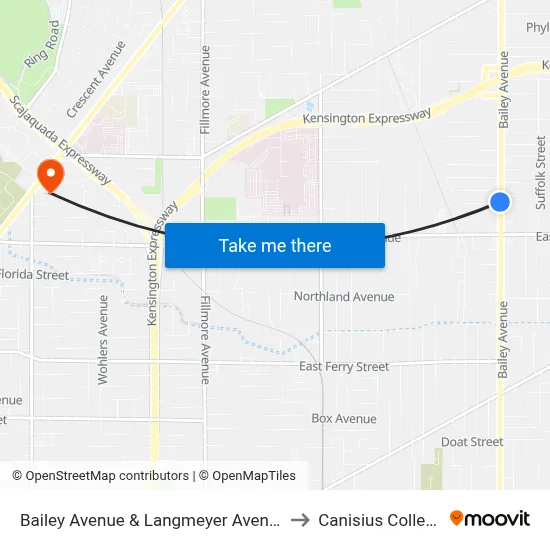 Bailey Avenue & Langmeyer Avenue to Canisius College map