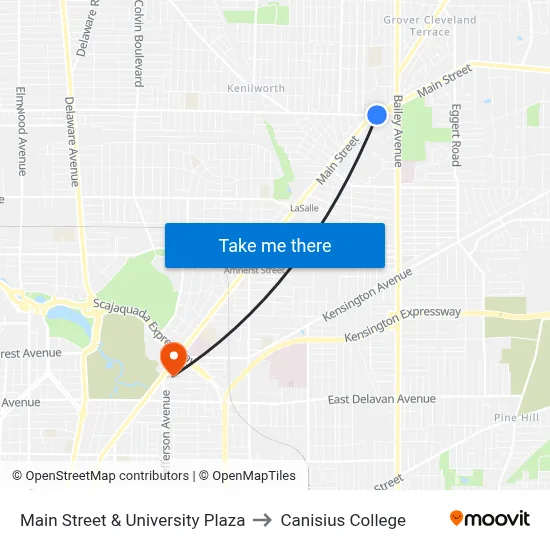Main Street & University Plaza to Canisius College map