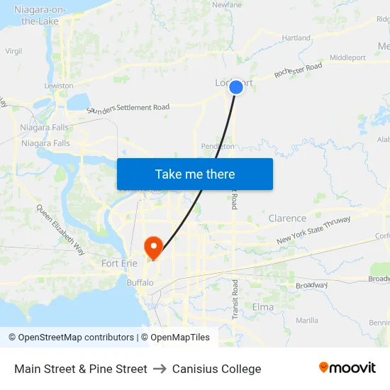 Main Street & Pine Street to Canisius College map