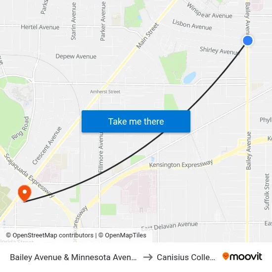 Bailey Avenue & Minnesota Avenue to Canisius College map