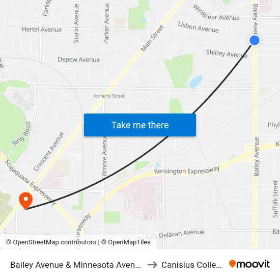 Bailey Avenue & Minnesota Avenue to Canisius College map