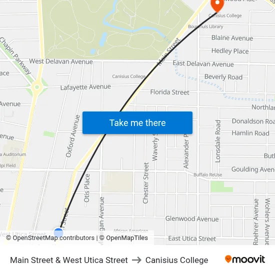Main Street & West Utica Street to Canisius College map