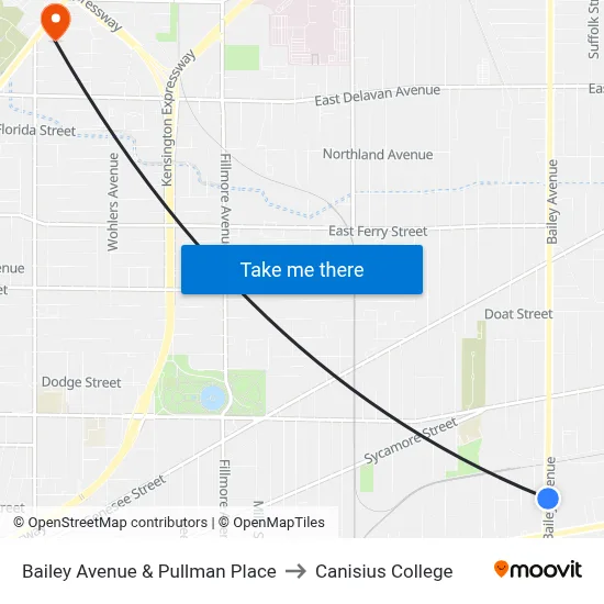 Bailey Avenue & Pullman Place to Canisius College map