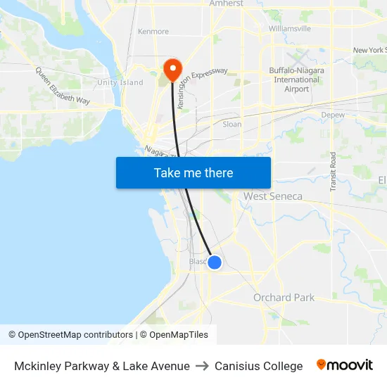 Mckinley Parkway & Lake Avenue to Canisius College map
