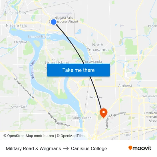 Military Road & Wegmans to Canisius College map
