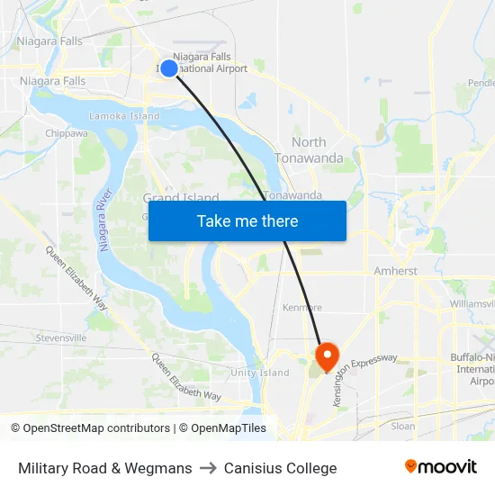 Military Road & Wegmans to Canisius College map