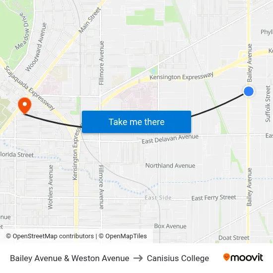 Bailey Avenue & Weston Avenue to Canisius College map