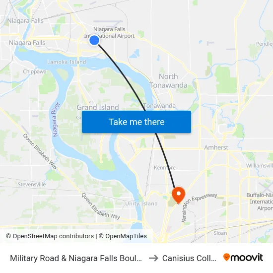 Military Road & Niagara Falls Boulevard to Canisius College map