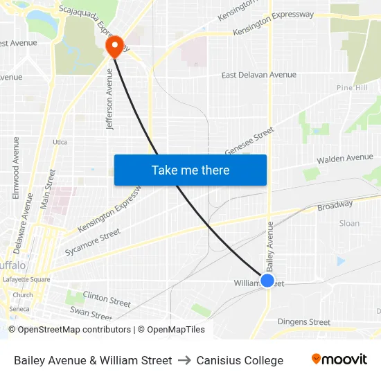 Bailey Avenue & William Street to Canisius College map