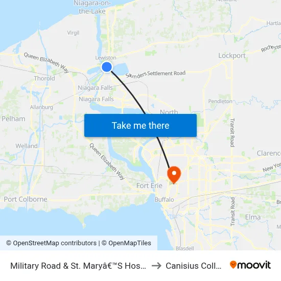 Military Road & St. Maryâ€™S Hospital to Canisius College map