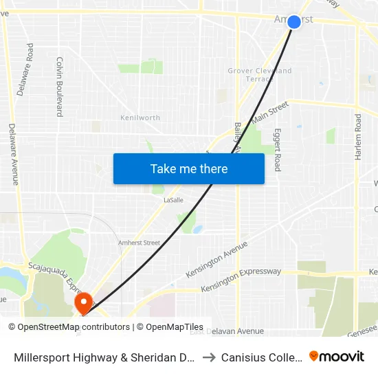 Millersport Highway & Sheridan Drive to Canisius College map