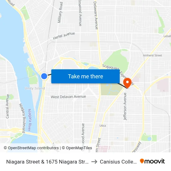 Niagara Street & 1675 Niagara Street to Canisius College map