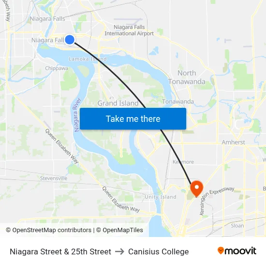 Niagara Street & 25th Street to Canisius College map