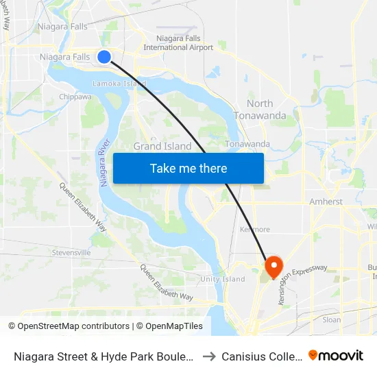 Niagara Street & Hyde Park Boulevard to Canisius College map