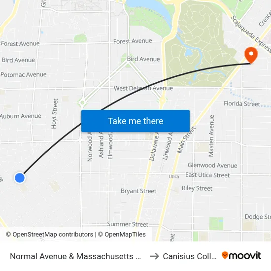 Normal Avenue & Massachusetts Avenue to Canisius College map
