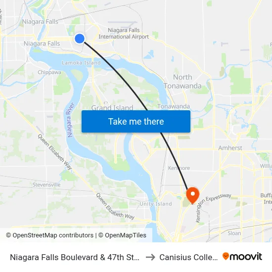 Niagara Falls Boulevard & 47th Street to Canisius College map