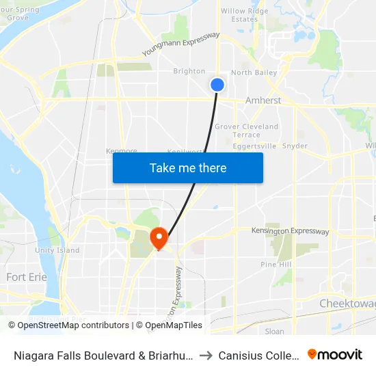 Niagara Falls Boulevard & Briarhurst to Canisius College map