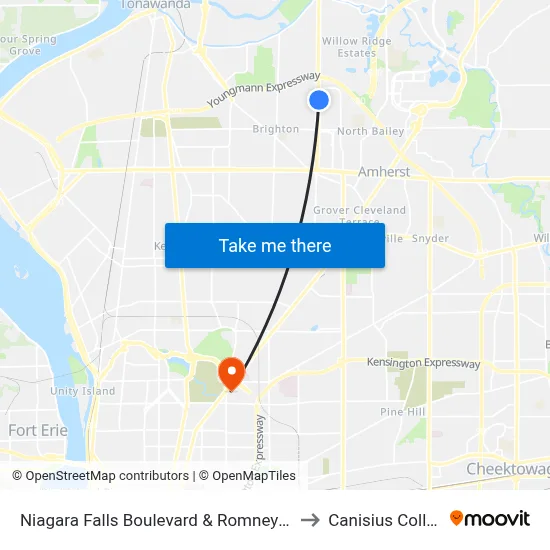 Niagara Falls Boulevard & Romney Road to Canisius College map